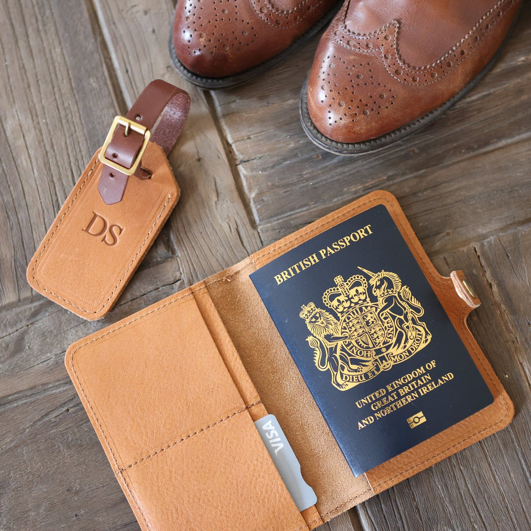 Handmade Leather Passport and outlets Ticket Holder | Brown and mustard